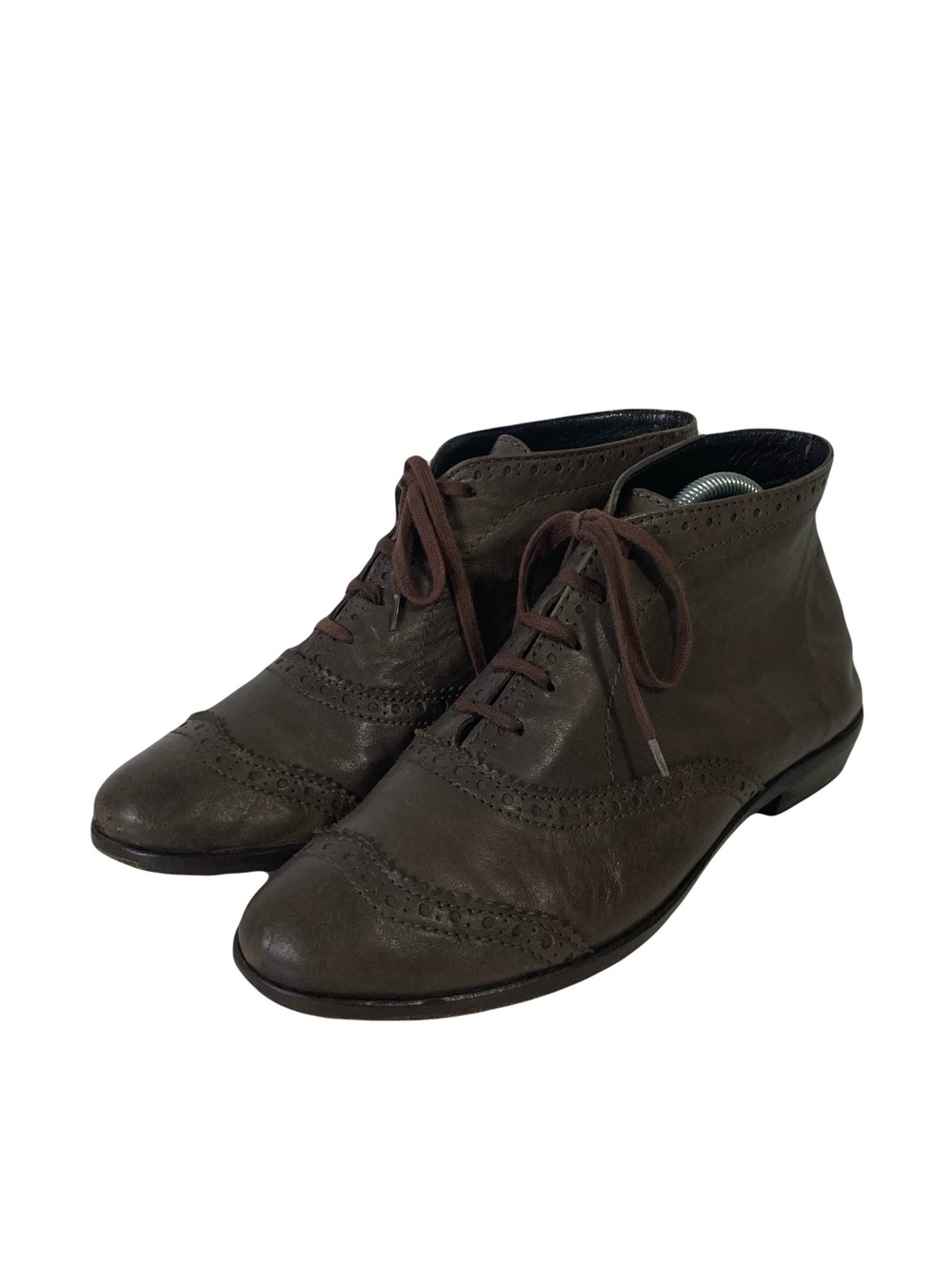 HOMERS SAQUETO Boots Women 39/US 9 Brown Leather Boasted Dental Ankle